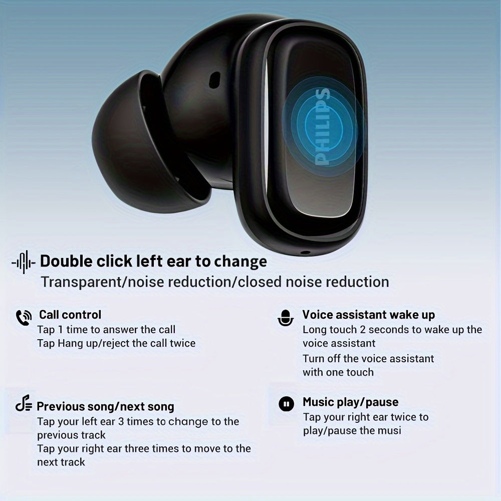 The 2025 Model of Philips' True Wireless Earbuds Boasts Cutting-Edge Noise Cancellation, Integrated Microphones, And USB Charging. with a Unique Open Rear Cover Design And a Robust 400 Mah Battery, These Headphones Are Ideal