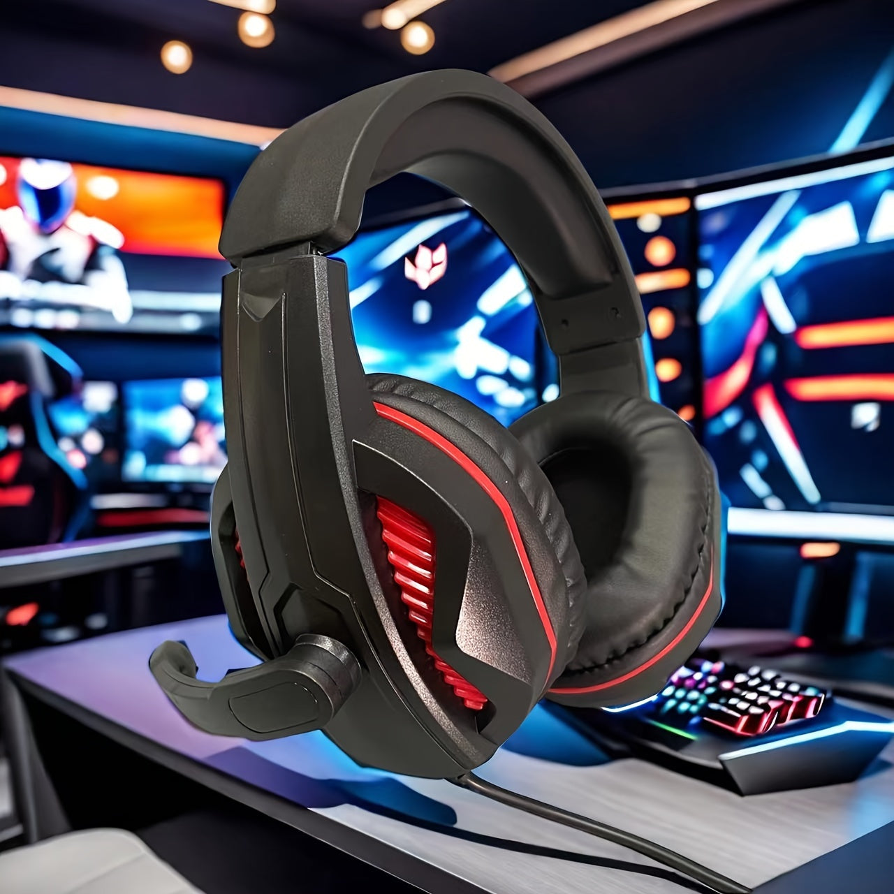 H4 Over-Ear Headphones with Deep Bass, Wired, Suitable for Internet Cafes, Gaming, Music Playback, Online Classes on Mobile, And General Use with Desktop And Laptop Microphones for Both Men And Women