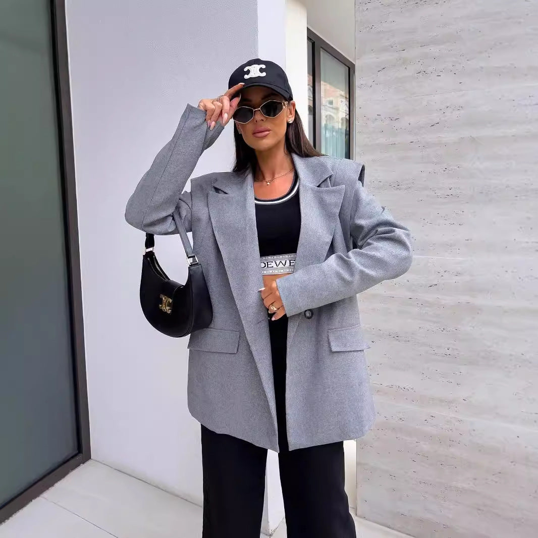 Classic Solid Color Casual Suit Blazer