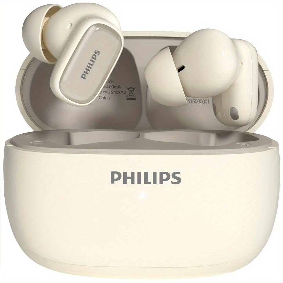 The 2025 Model of Philips' True Wireless Earbuds Boasts Cutting-Edge Noise Cancellation, Integrated Microphones, And USB Charging. with a Unique Open Rear Cover Design And a Robust 400 Mah Battery, These Headphones Are Ideal