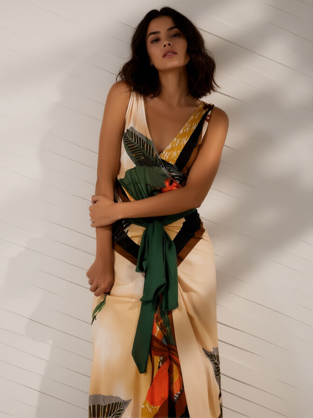 Abstract Print Off-Shoulder Midi Set