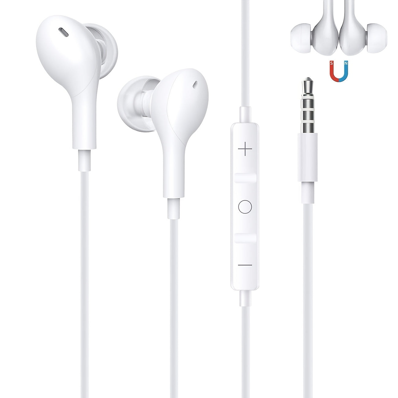 URIZONS 3.5mm Jack Wired In-Ear Magnetic Headphones with Mic - Wired Heavy Bass in Ear Earbuds High Fidelity HiFi Earphones with Mic for Sport/Gaming/Music