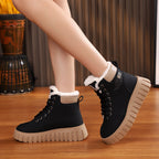 Ins Lace-Up Winter Snow Boots with Warm Fleece Lining
