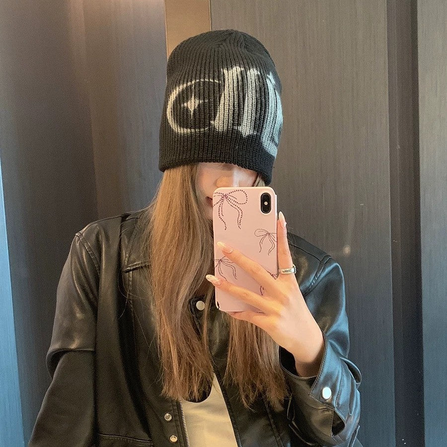 Street Style Letters Print Slouchy Knit Beanie Hat