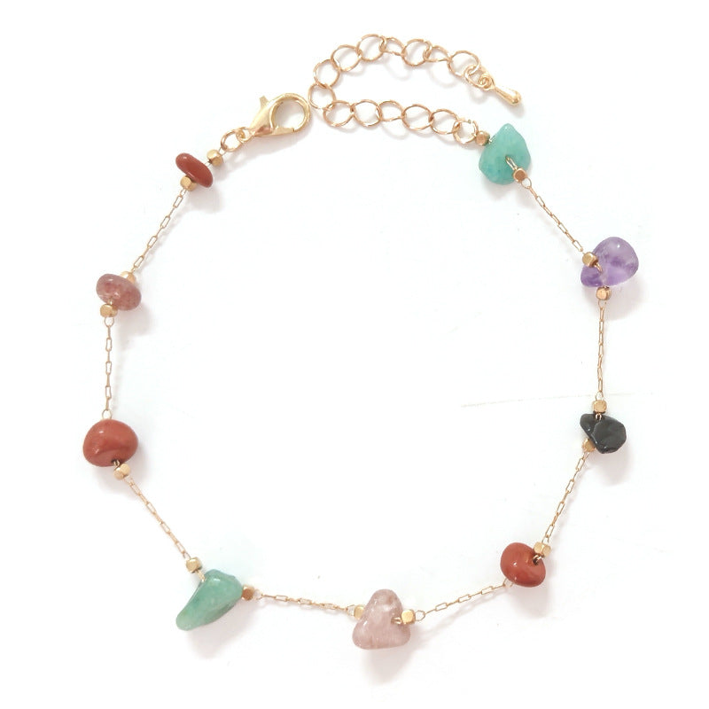 Natural Multi-Color Agate Stone Chip Anklet