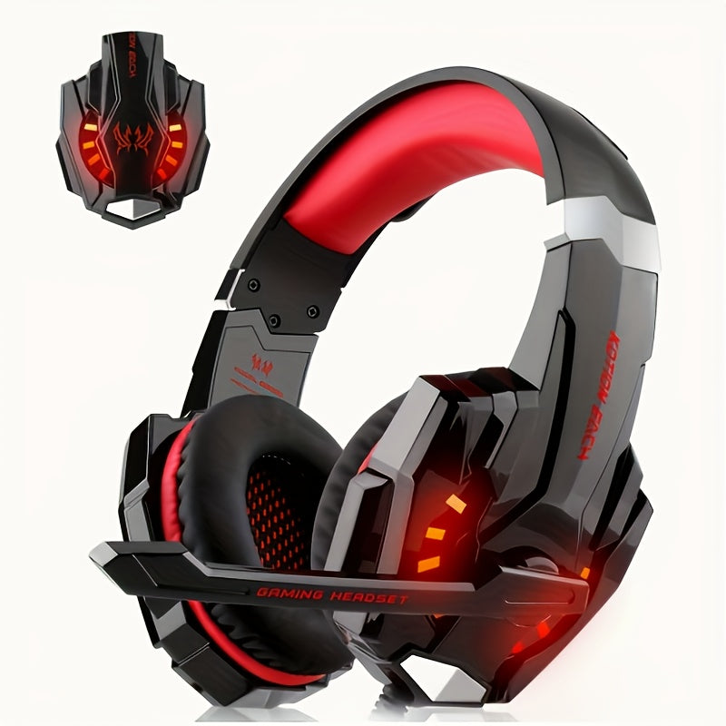 G9000 Christmas Gaming Headset Featuring LED Lights, a Microphone, And Noise-Canceling Capabilities. These Headphones Provide Surround Sound And Come with Soft Memory Foam Ear Cushions