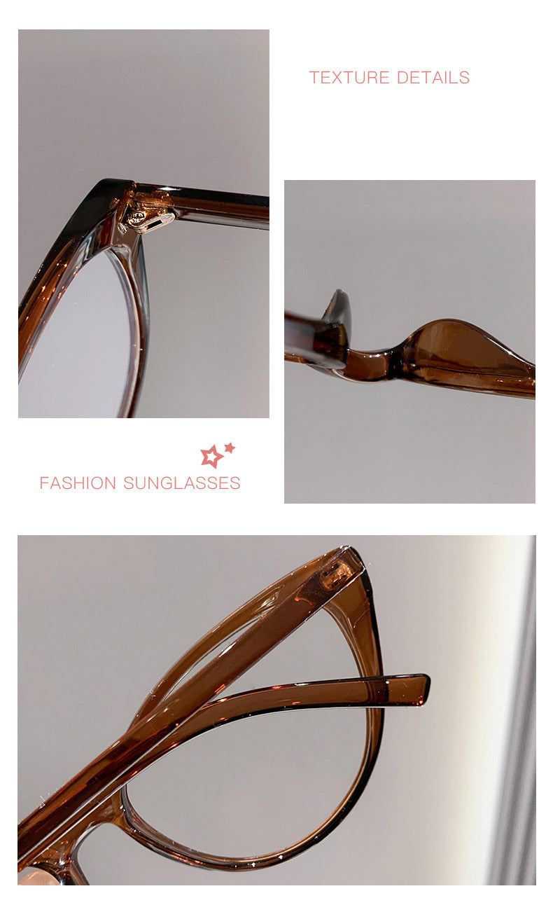 Ins Trendy Cold Tea Brown Square Transparent Frame, Ultra Light Slimming Daily Fashion Shades