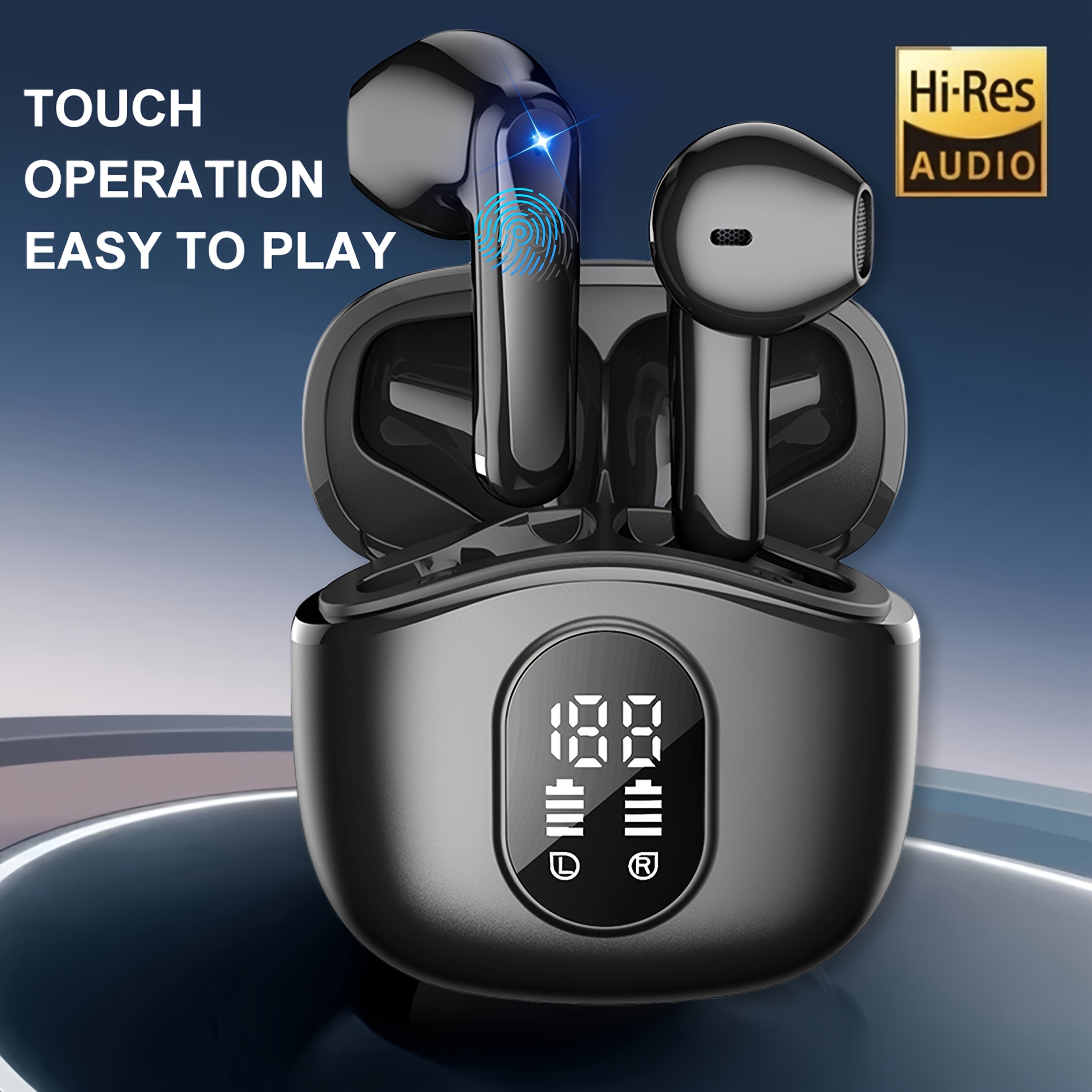 2025New TWS Earbuds | BT5.4 Wireless, Semi-In-Ear, 13mm Hi-Fi Bass, 48H Playtime ENC Mic + LED Display | Ultimate Wireless Companion for Music/ Gaming/ Movies Seamless with Phones, Tablets & PCs