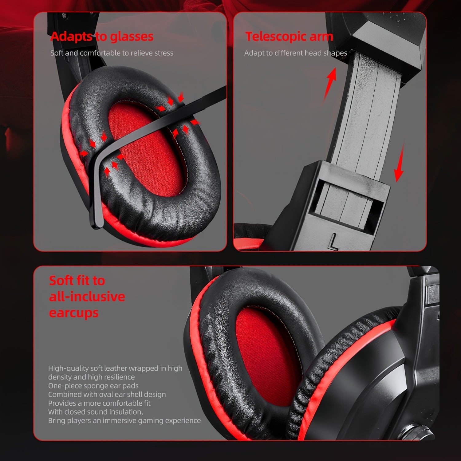 Wired Over-Ear Gaming Headset with Microphone for PC PUBG, Compatible with: PS4/PS5/Xbox One/SWITCH/Mobile Phones and Tablets, Comfortable to Wear, Clear Calls, Lightweight