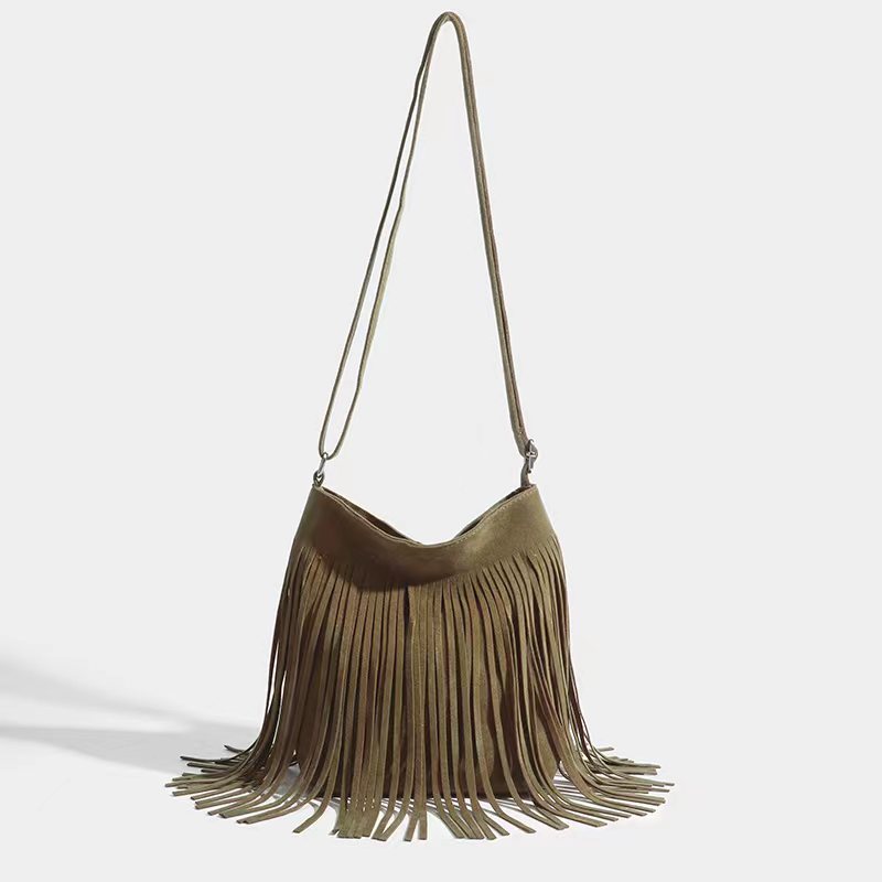 Artistic Tassel Canvas Crossbody Shoulder Bag