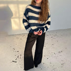 Loose Striped Pullover Knit Sweater