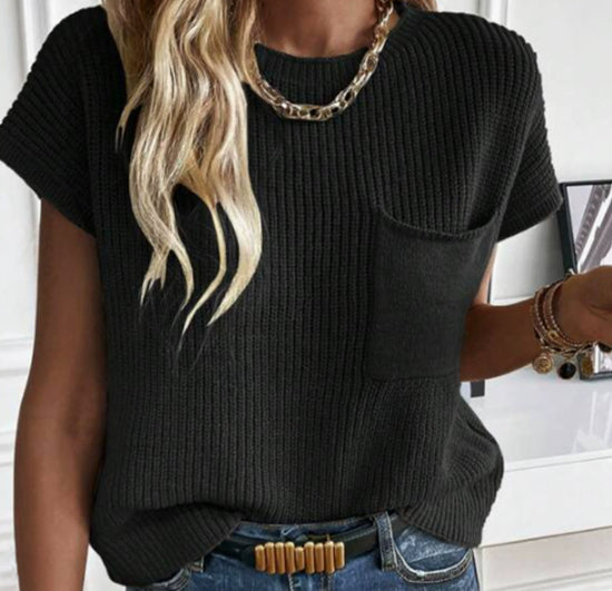 Fashion Tops Sweater With Short Sleeves
