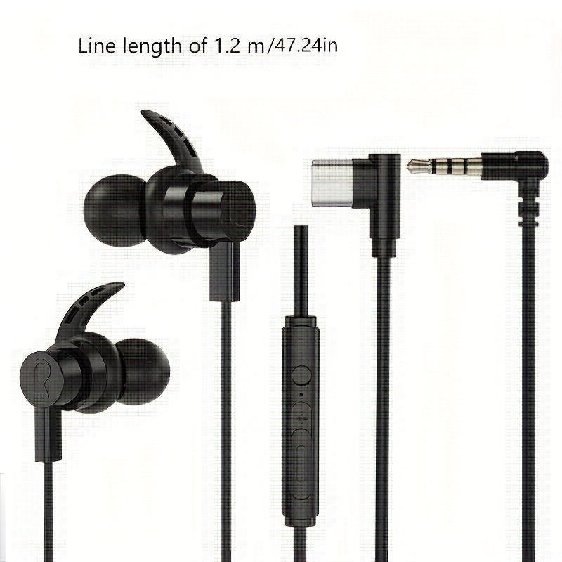 Professional Gaming Headphones | In-ear Wired, Low Latency, High-Definition Calls, Tangle-Free Cable, Microphone with Line Control, 3.5mm Round Jack and Type-C Flat Jack, Suitable for Most Mobile Phones, Ideal for Gaming, Mus