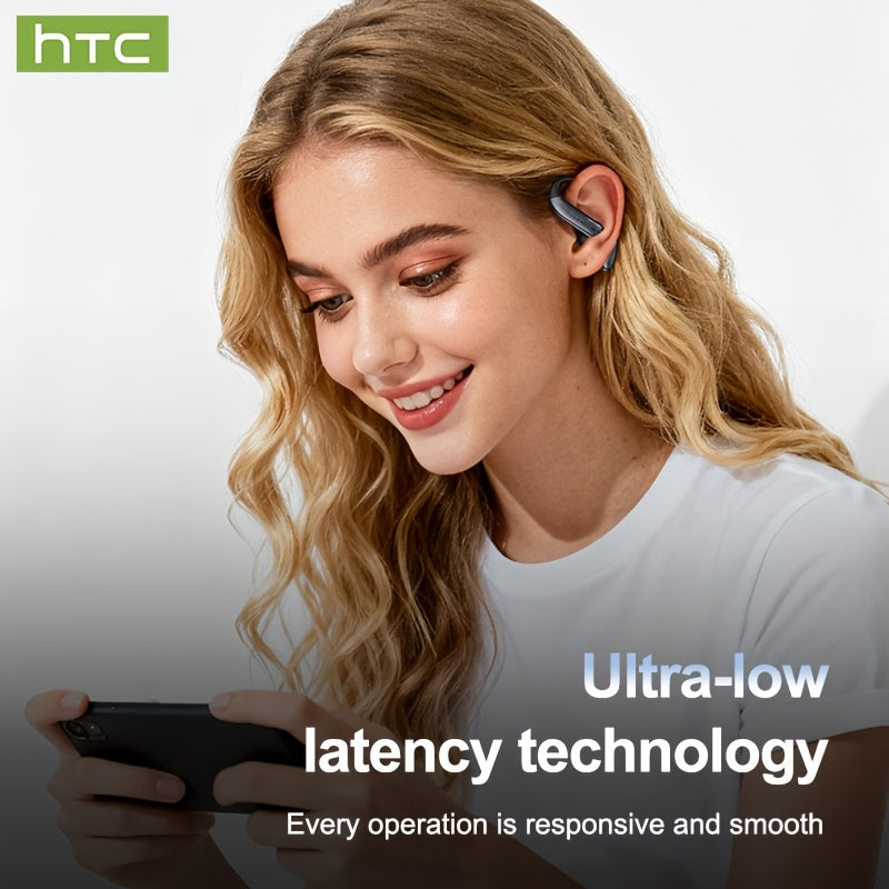 1pc HTC NE63 Wireless Open Headphones 1pc, adopting V6.0 wireless technology, with call latency as low as milliseconds, battery life up to 60 hours, travel headphones, hands-free calls, lightweight design, touch operation, du