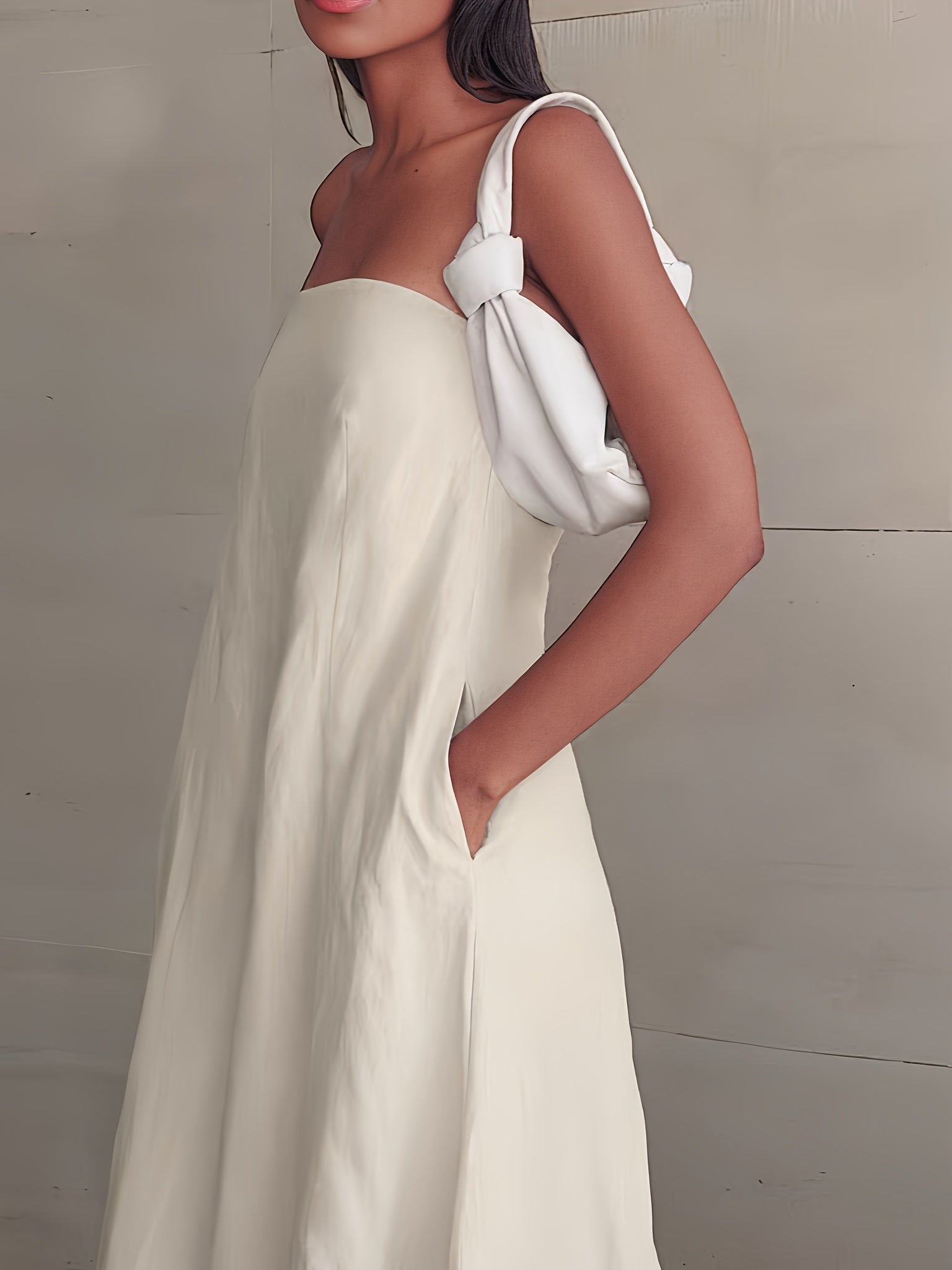 High-Waisted Linen Strapless Bandeau Dress